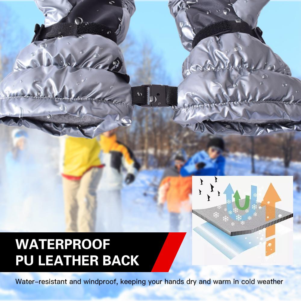 Duck Down Ski Mittens Waterproof Windproof Winter Snow Mitt Gloves for Men Women Motorcycling Bike Riding Cycling