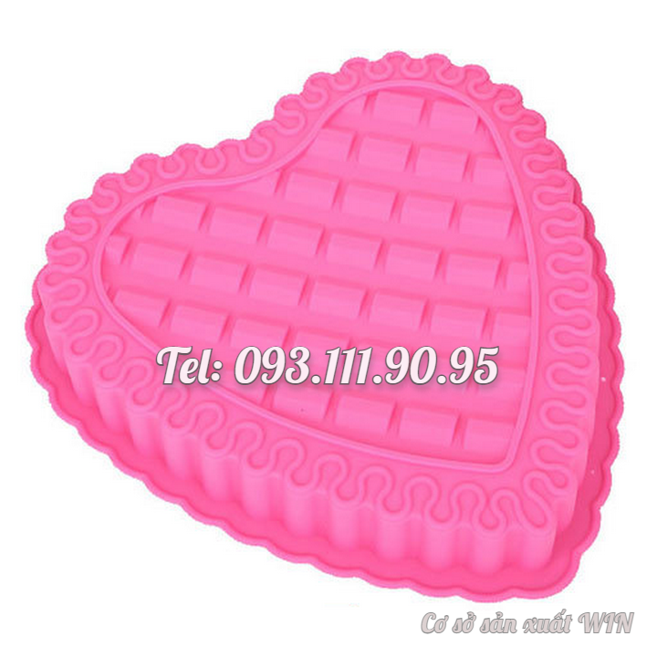 Khuôn silicon làm đế bánh, rau câu hình trái tim đan xen - Loại 24 cm – Mã số 1105