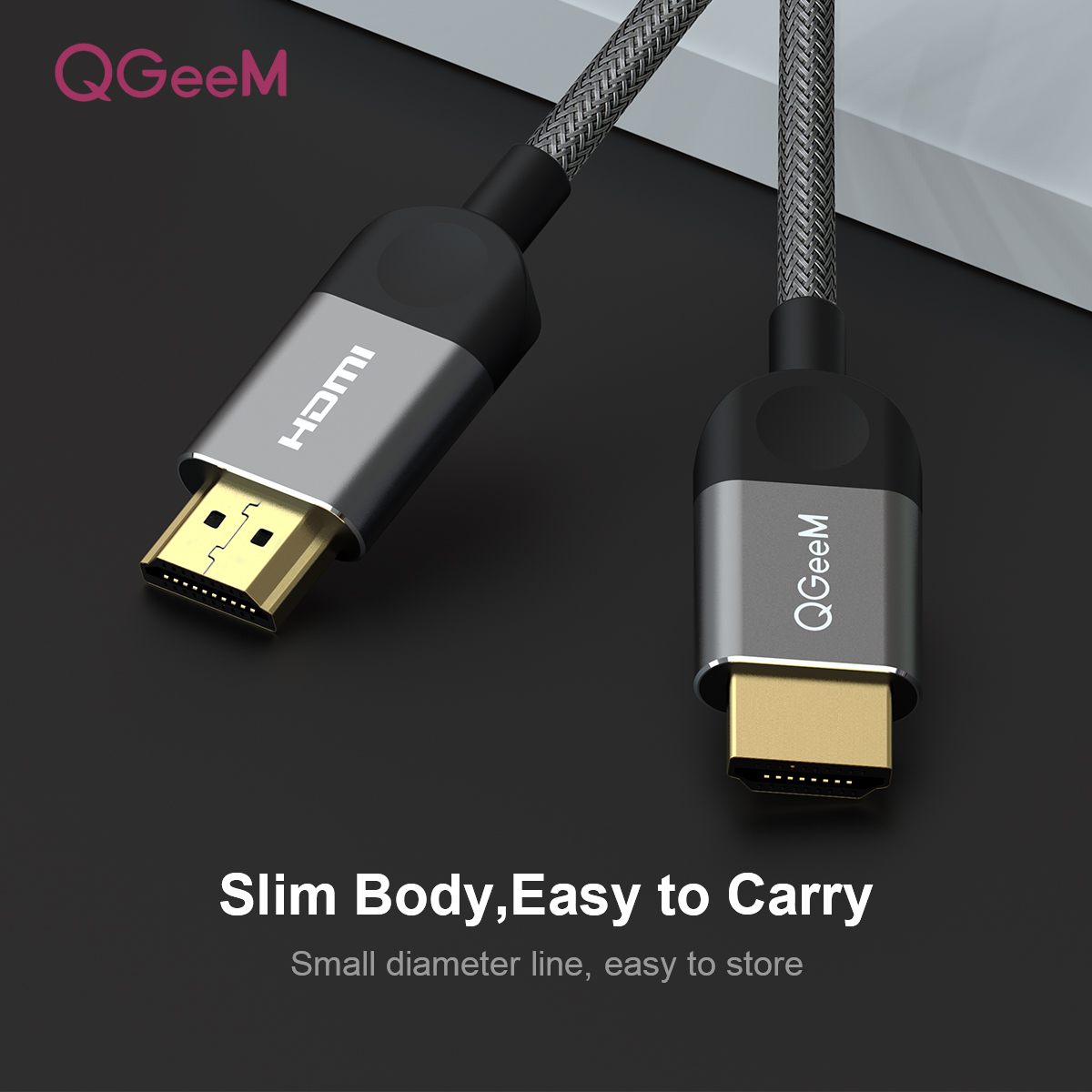 Cáp HDMI sang HDMI QGeeM hỗ trợ 4K*2K@60HZ UHD dây cáp bện nylon đầu mạ vàng hợp kim nhôm dài 3M-Hàng Chính Hãng