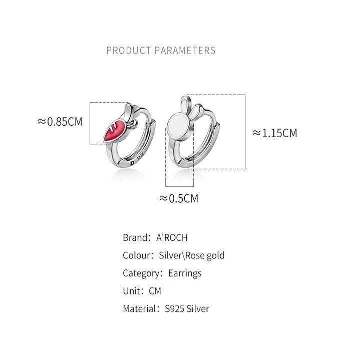 Khuyên tai bạc Ý s925 phiên bản hình thỏ và cà rốt bất đối G5659 - AROCH Jewelry