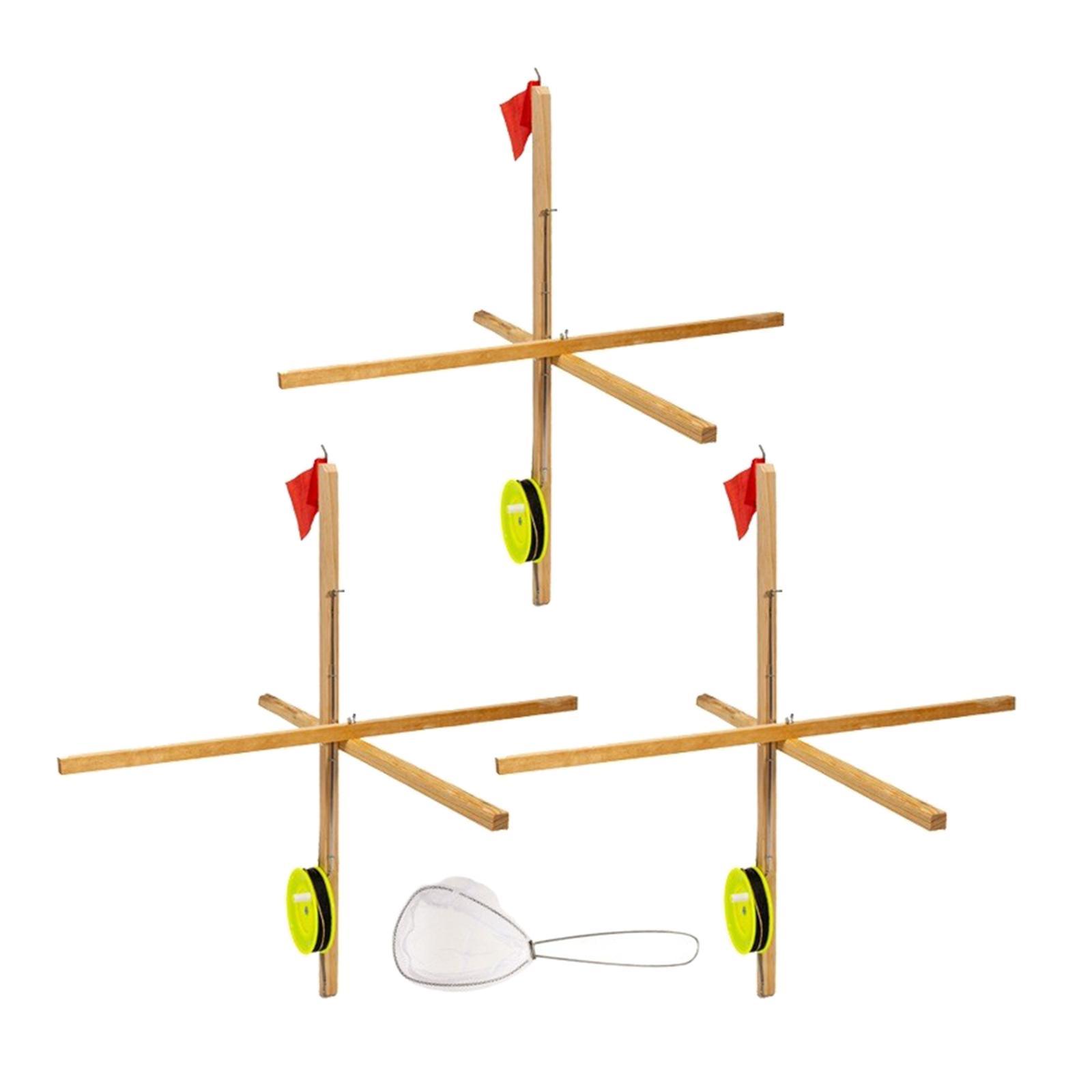 Ice Fishing Tip up Fishing Rod  Collapsible with  and Spoon Net Automatic Fishing Device Portable Fishing Tools Accessories