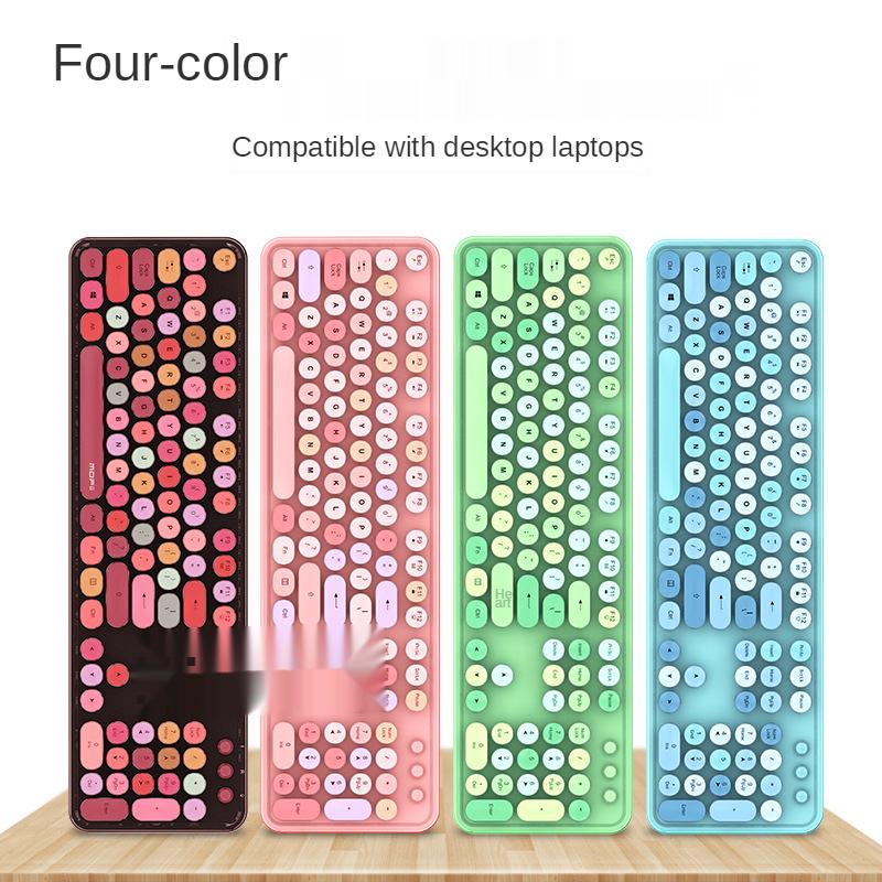 Chuột Bàn Phím Không Dây Sản Phẩm Cho Desketop Laptop Notebook 2.4G Không Dây Khóa Số Cô Gái Hồng Bàn Phím Và Chuột
