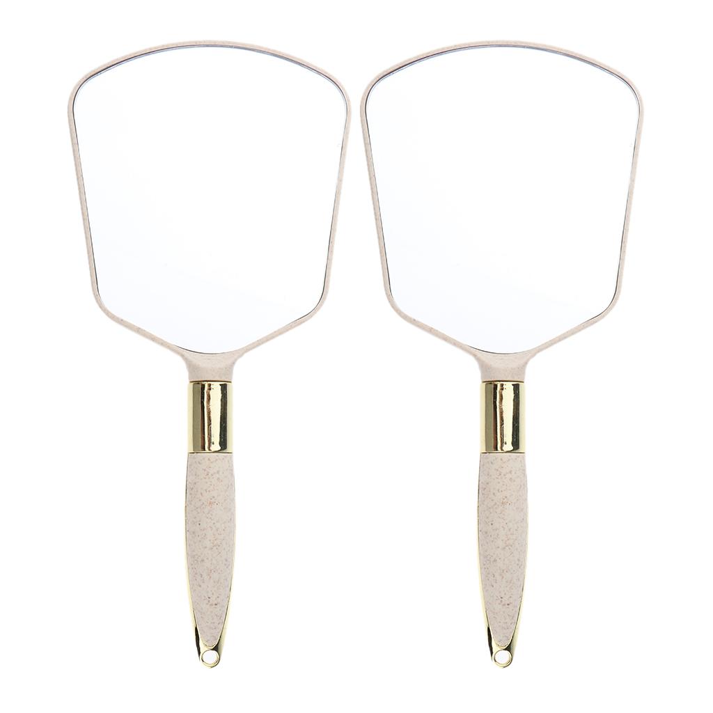 Cuticate 2 Chiếc Du Lịch Di Động Nhựa Trang Điểm Cầm Tay Đựng Mỹ Phẩm Vanity HD Tráng Gương Màu Be