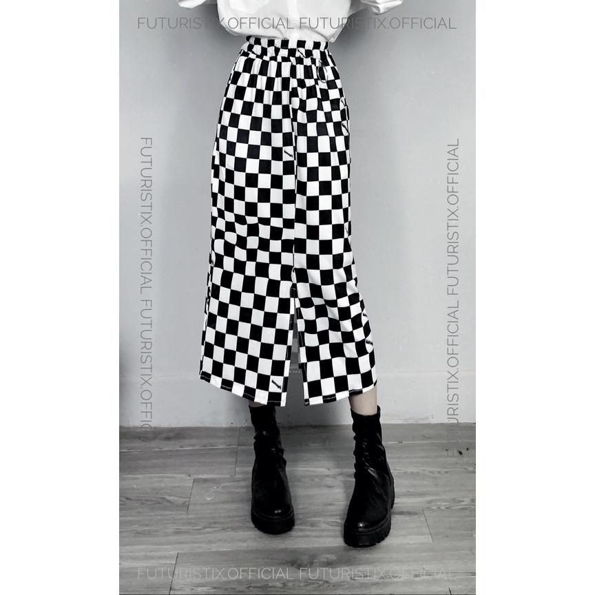 Chân váy dáng dài caro B&amp;W siêu chất FuturistiX CV189