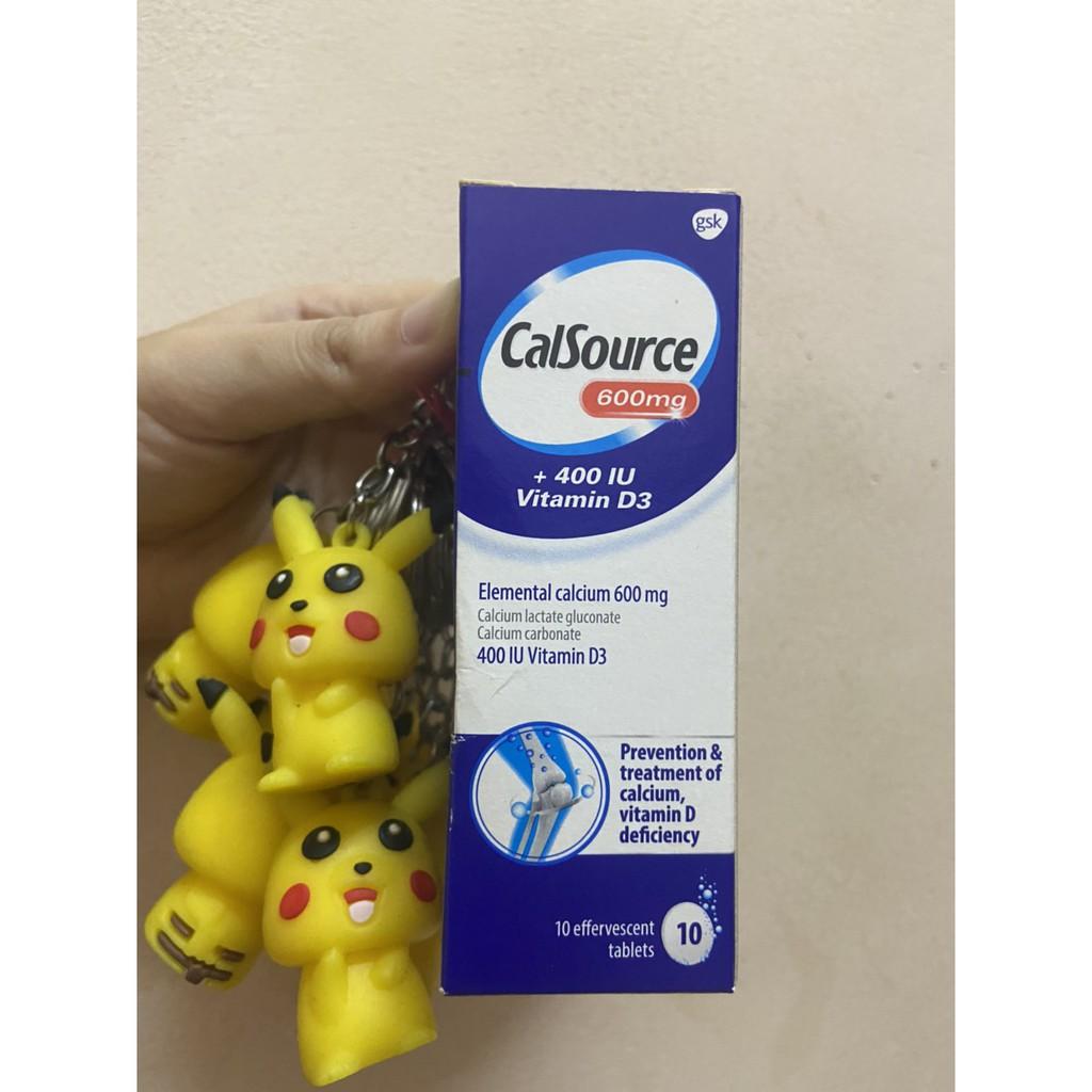 Viên sủi CalSource bổ sung Calci 600mg D3 400IU tuýp 10 viên (Tặng kèm móc khóa Cute nhiều mẫu)