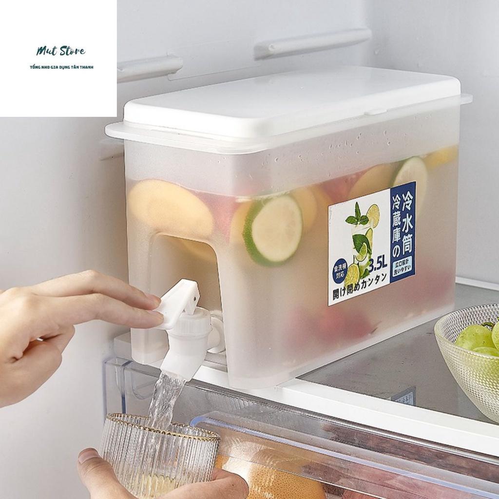 Bình nước nhựa để tủ lạnh có vòi thể tích 3.5l " Cao Cấp" an toàn tiện lợi Bình trữ đông pha trà, đựng nước hoa quả