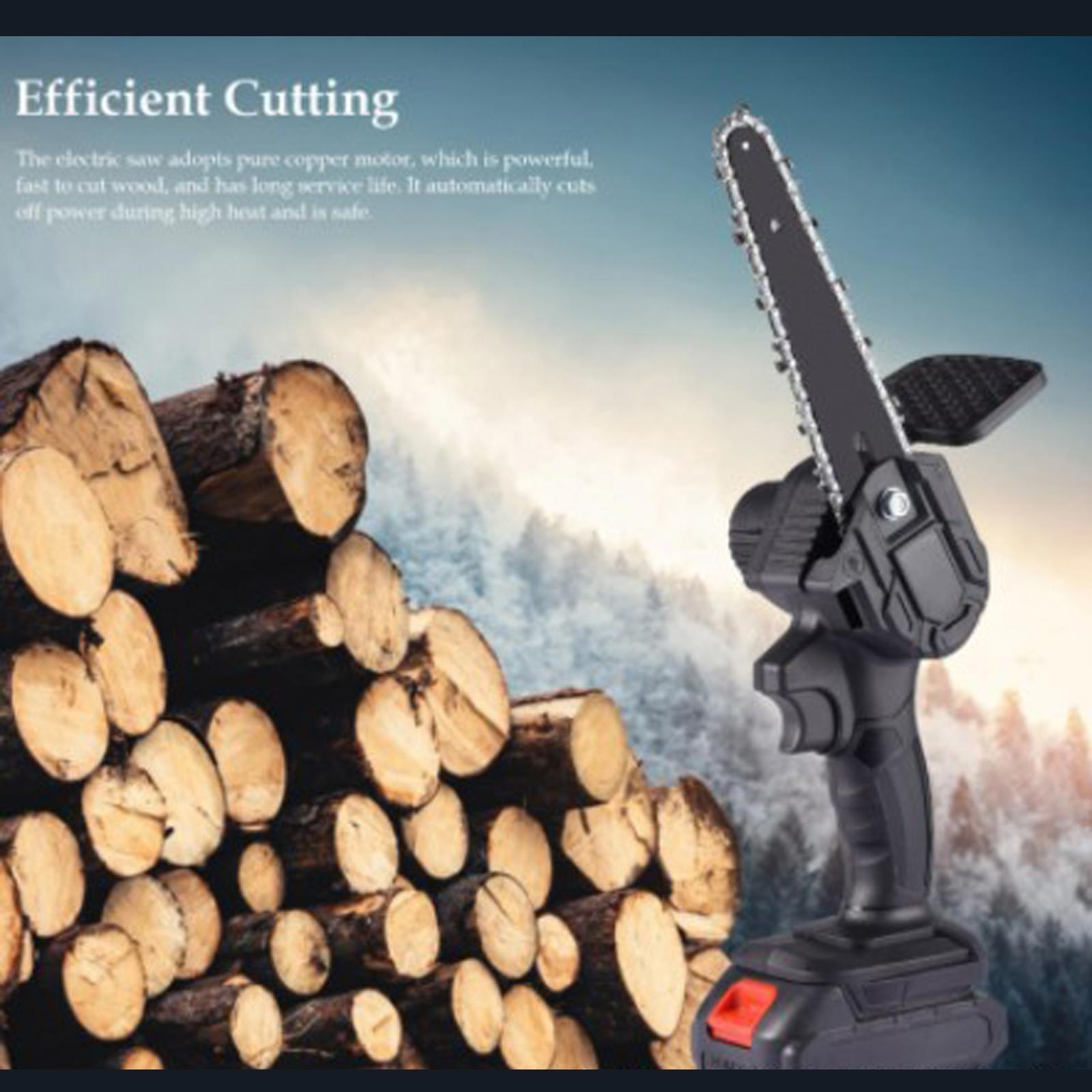 21V Electric Cordless 6inch Chainsaw Wood Cutter Mini Woodworking EU Plug