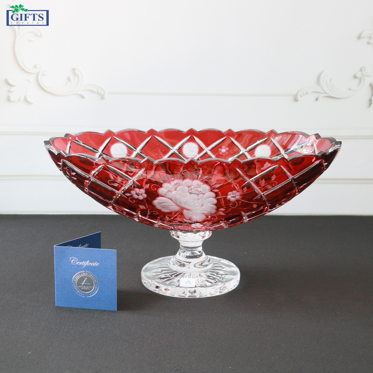 Đĩa hoa Quả Pha lê Màu Sunrose Arnstadt 40cm