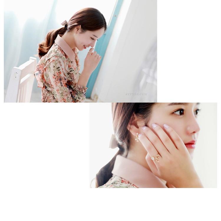 Nhẫn nữ đeo tay hình hoa điều chỉnh kích thước bạc/vàng
