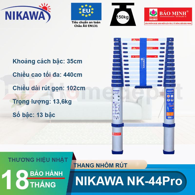 Thang nhôm rút đơn Nikawa NK-44PRO