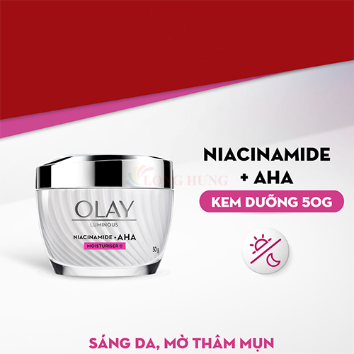 Kem dưỡng trắng da Olay Luminous Niacinamide + AHA Moisturiser (50g) - Hàng chính hãng