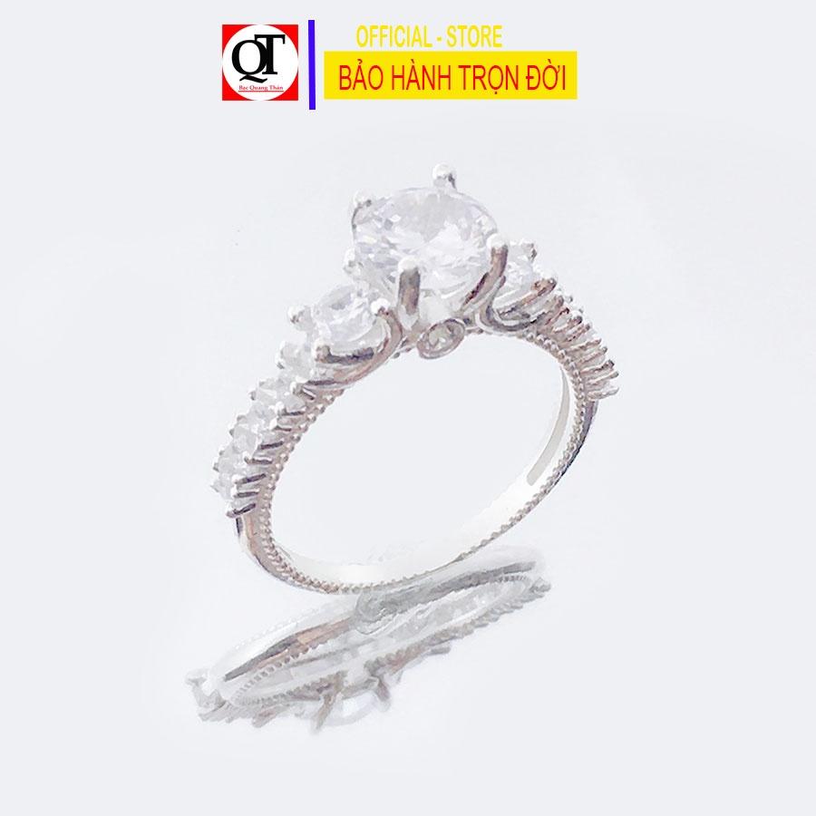 Nhẫn nữ thời trang chất liệu bạc ta đính đá cobic trắng sáng trang sức Bạc Quang Thản – QTNU79