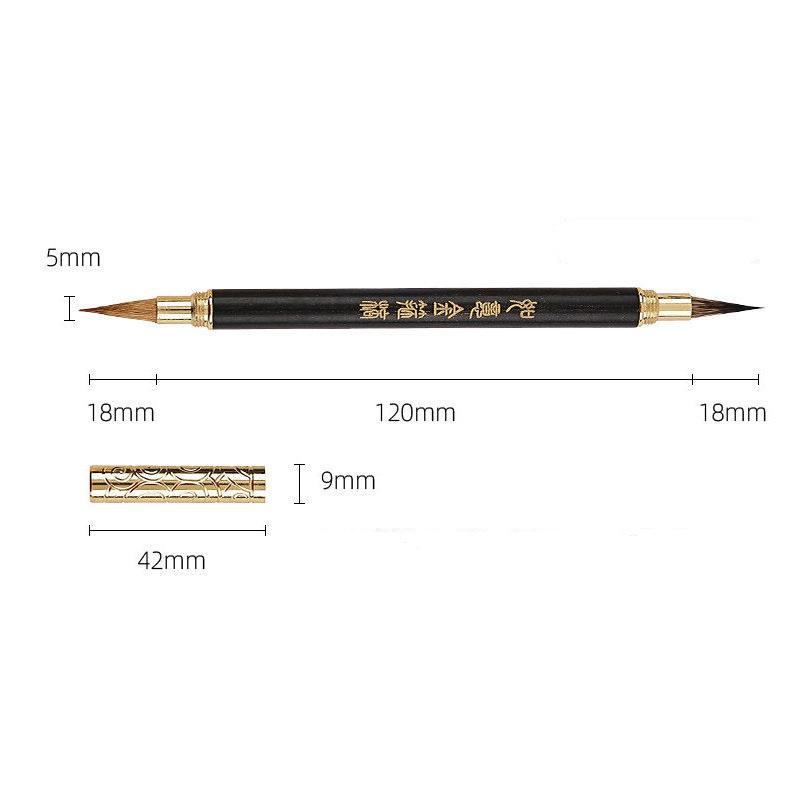 Bút thân gỗ đàn hương nắp đồng 2 đầu ngòi lông cao cấp