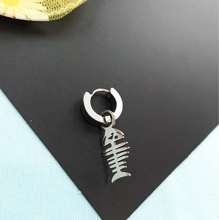 Hoa tai khuyên tròn trơn xương cá 1 chiếc