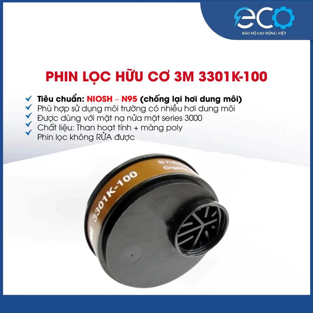 Combo nguyên bộ 4 món mặt nạ phòng độc 3M 3100/ 3200 + phin lọc 3M 3301K-100 + tấm lọc bụi 3M 7711 + nắp giữ tấm lọc 3M 774