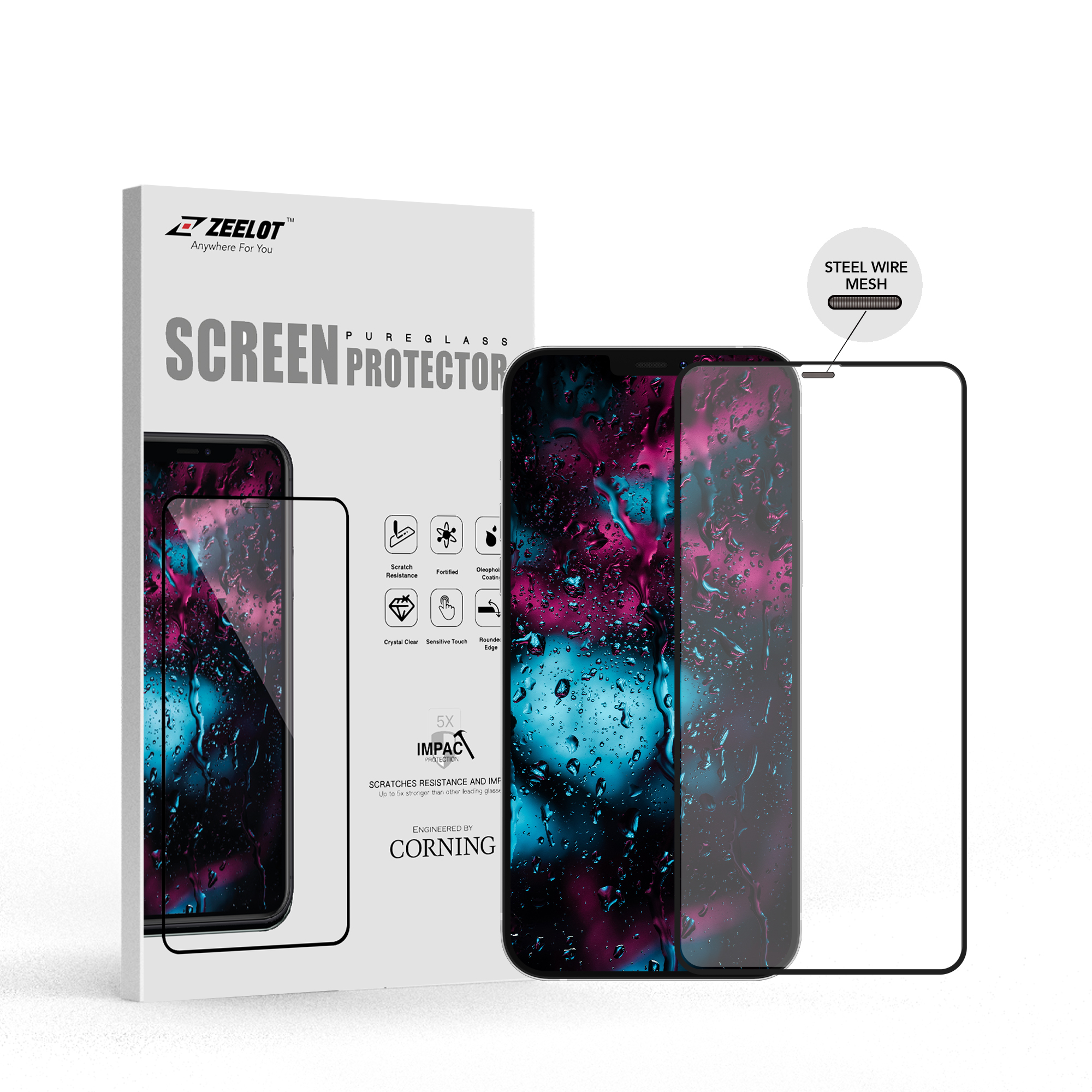 Miếng Dán Cường Lực ZEELOT Chống Vân Tay cho iPhone 12 Pro Max / 12 Pro / 12 / 12 Mini Hàng Chính Hãng