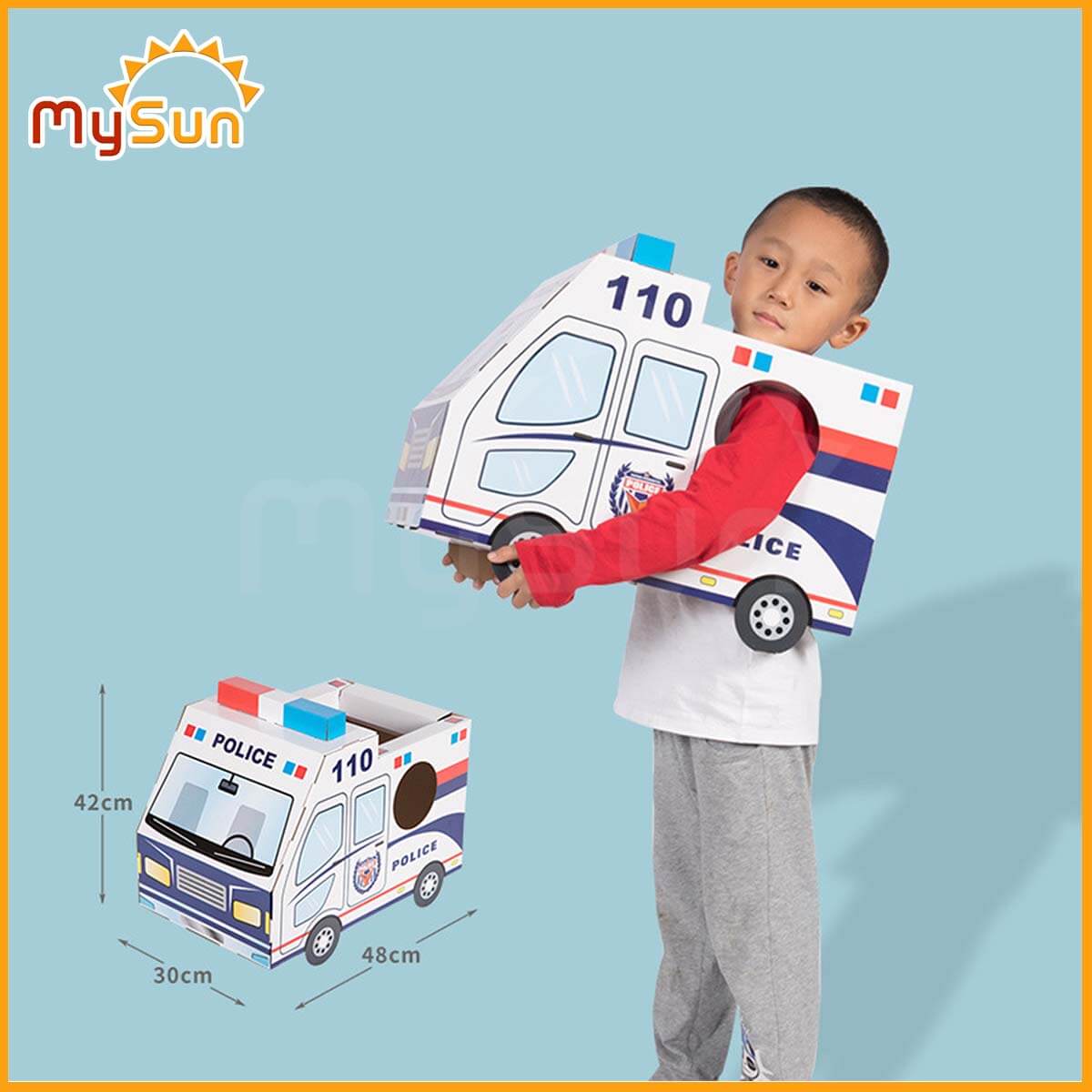 Đồ chơi hóa trang cho bé MySun, tự lắp ghép làm hộp mô hình xe ô tô bằng giấy bìa carton