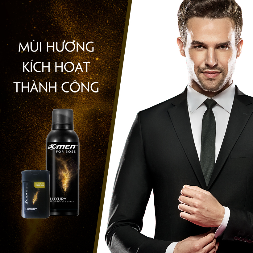 Combo Xịt khử mùi X-Men for Boss Luxury 150ml + Dầu gội nước hoa X-Men for Boss Luxury 85g