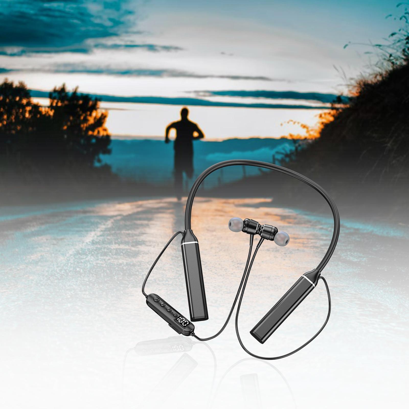 Neckband Headphones V5.3 Stereo Earpieces for Gym Running Working Laptop