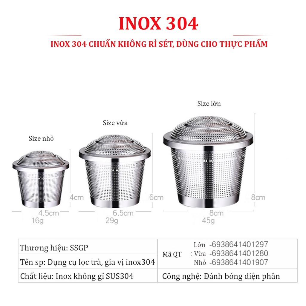 Túi lọc trà Inox 304 cao cấp SSGP - Hũ lọc bã gia vị, pha trà tiện dụng có dây treo