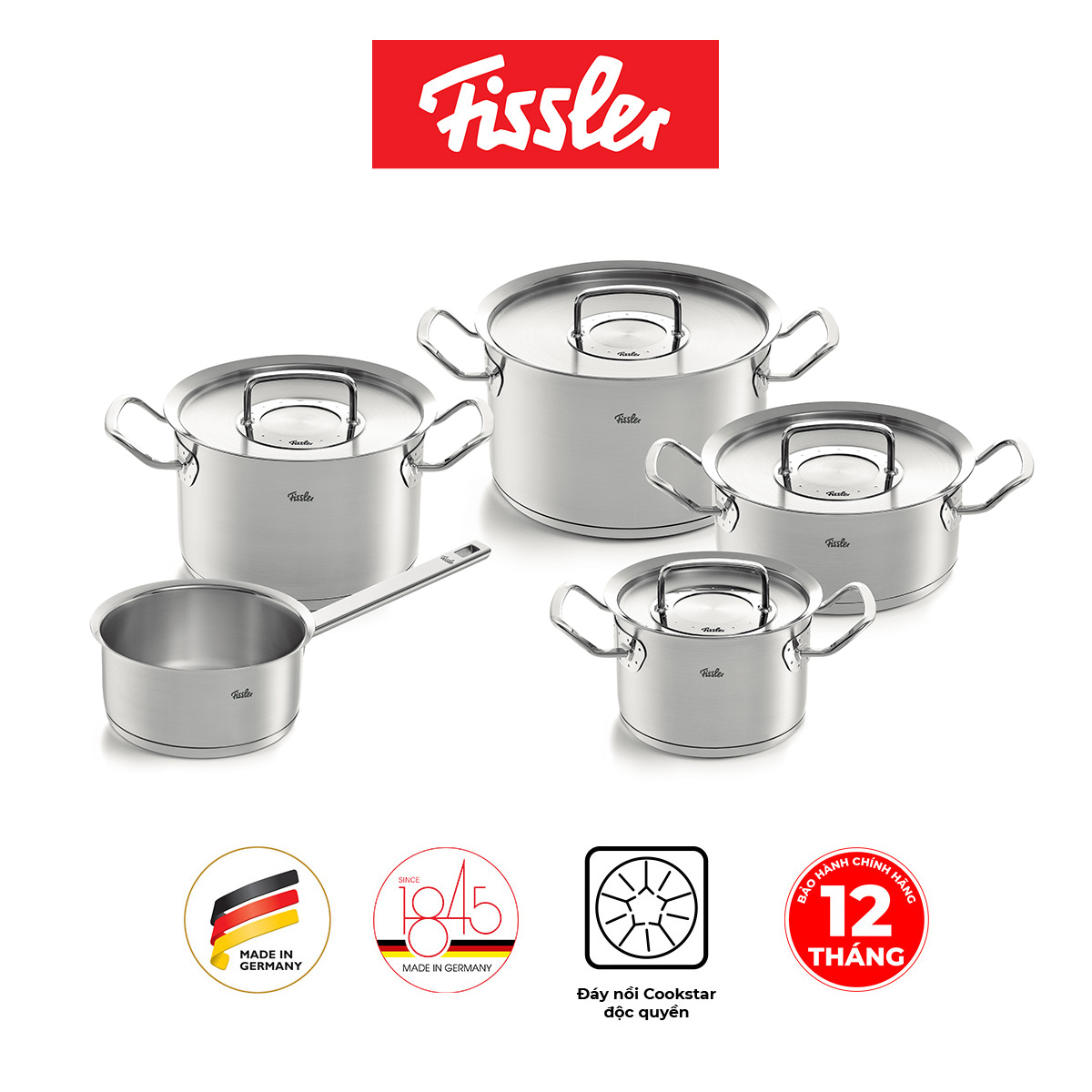 Bộ nồi 5 món Fissler OPC2 Original-Profi Collection cao cấp nắp inox, hàng chính hãng 100% sản xuất tại Đức.