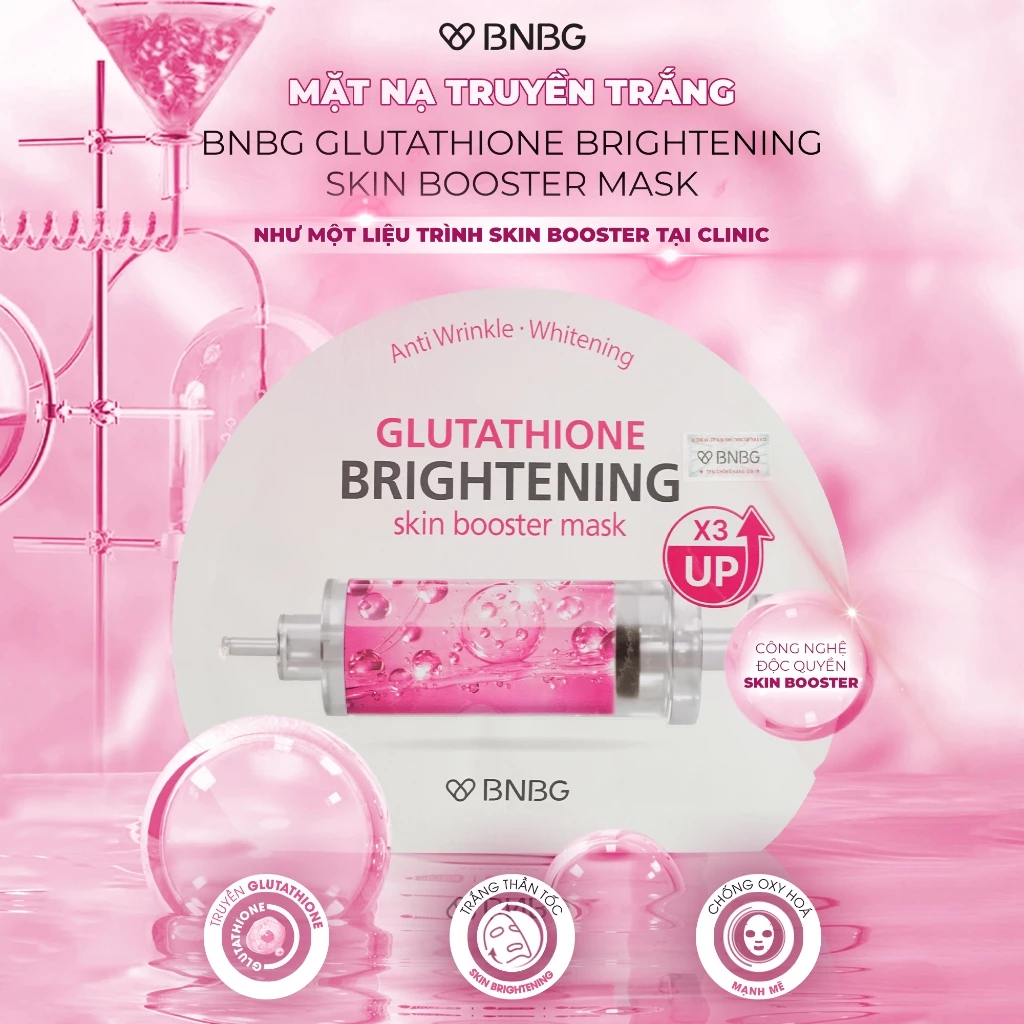 COMBO 10 MẶT NẠ DƯỠNG TRẮNG BNBG GLUTATHIONE BRIGHTENING SKINBOOSTER MASK 30MLX10