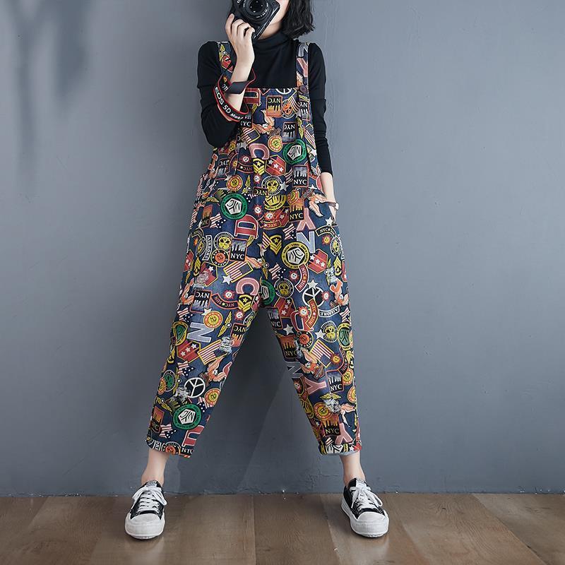 Quần yếm denim cạp cao cỡ lớn dễ phối đồ cho nữ