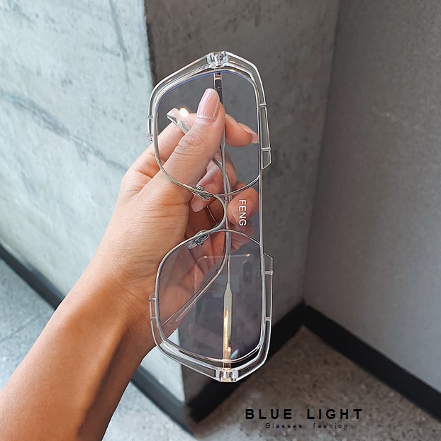 Hình ảnh Kính Râm, Kính Mát Nam Nữ Mắt Vuông To Màu Vàng, Đen, Trắng Cá Tính Hàn Quốc - BLUE LIGHT SHOP