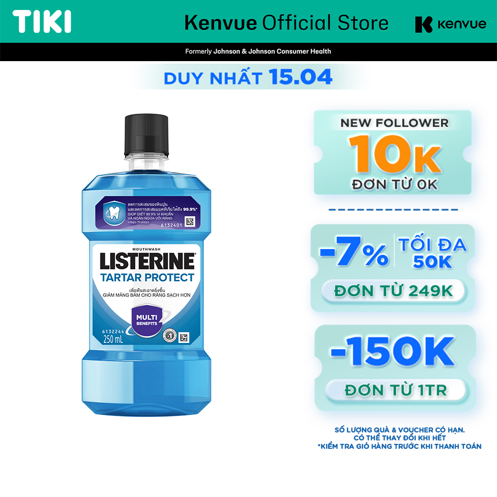 Nước súc miệng ngăn ngừa mảng bám Listerine Tartar Protection 250ml