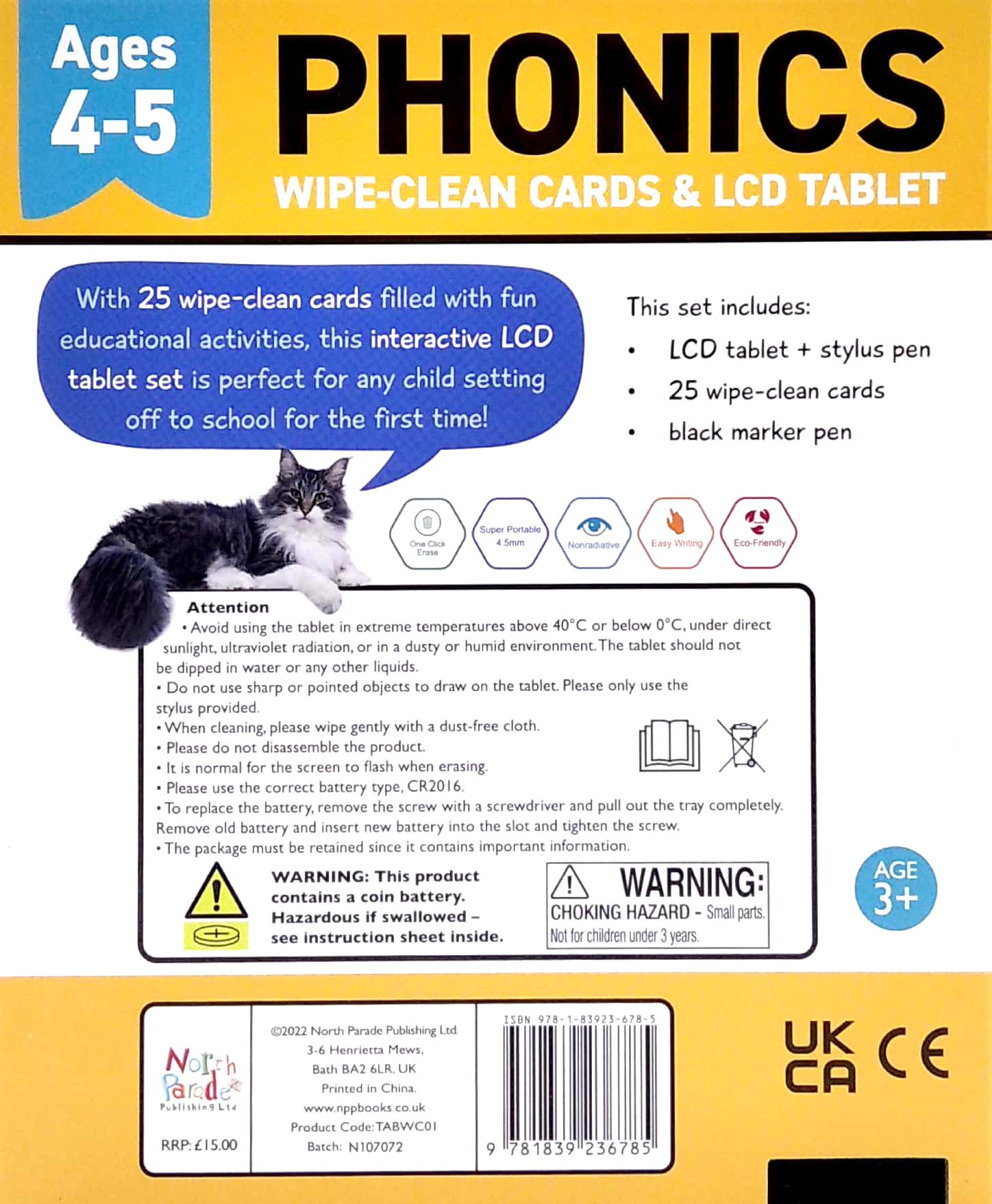 Reception Wipe Clean Cards &amp; LCD Tablet: Phonics