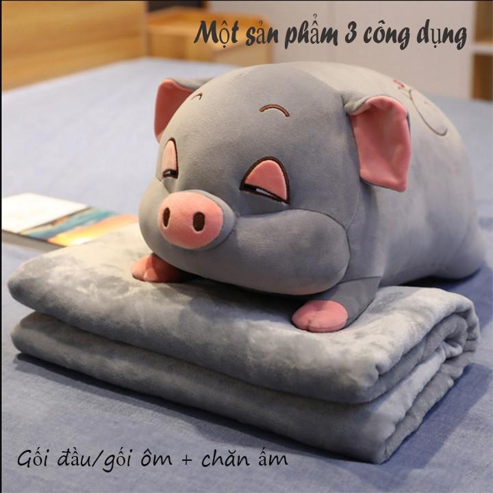 Bộ chăn gối hình heo dễ thương