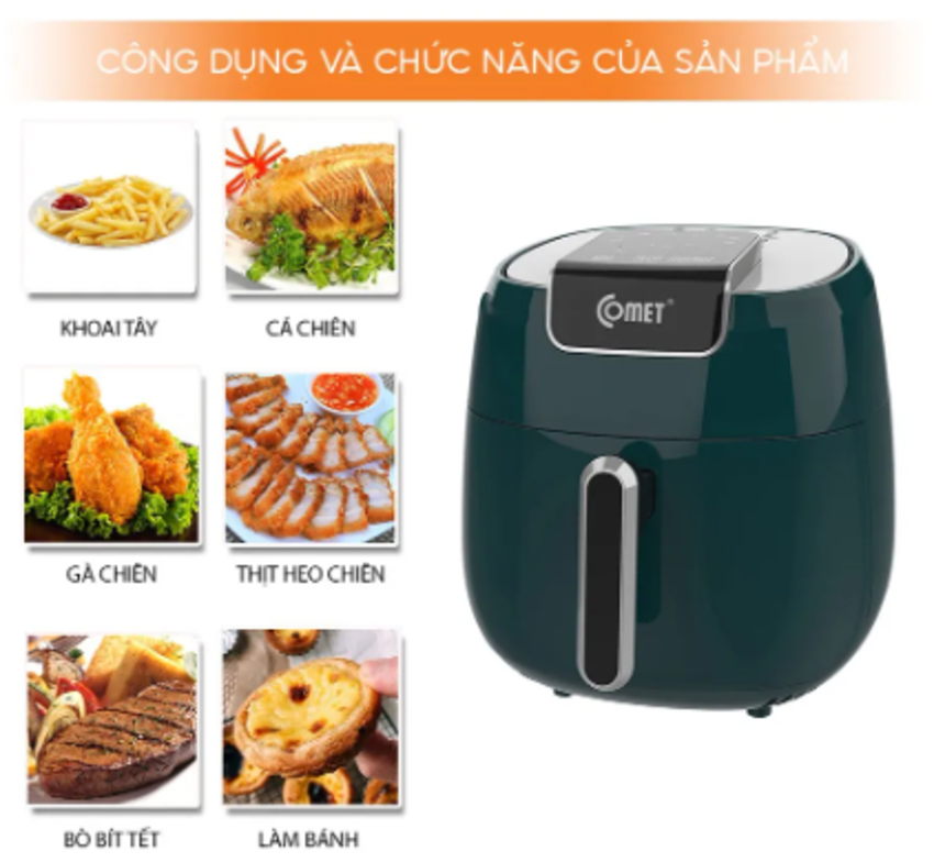 Nồi chiên không dầu điện tử Comet CM6858 - Hàng chính hãng