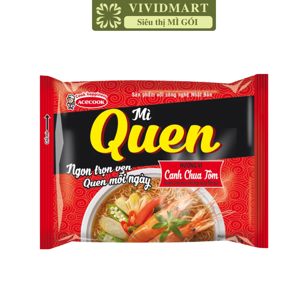 ACECOOK - Mì Quen hương vị Canh chua tôm, Acecook mì quen Canh chua tôm Acecook mì Queen Acecook (82g/gói)