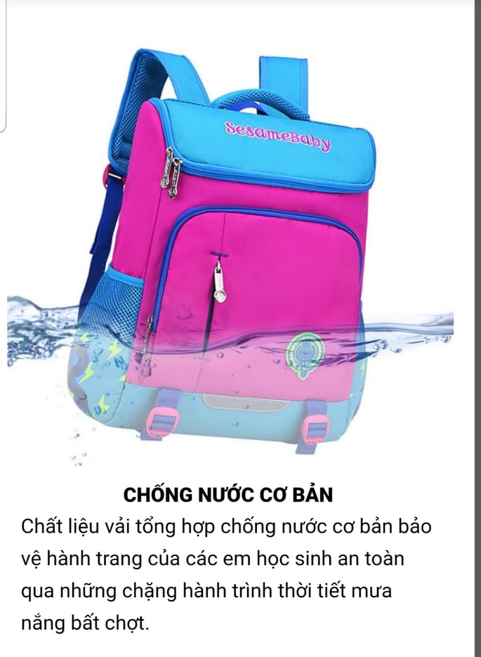 Ba Lô Chống Gù Màu Hồng Dành cho Bé Gái Sesame Baby