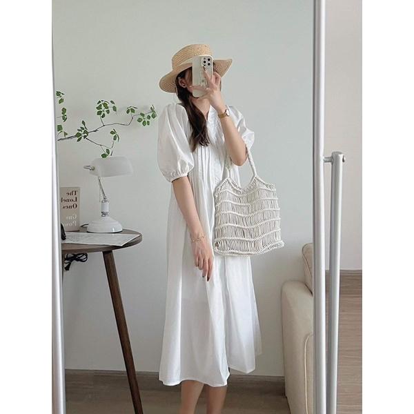 VÁY THÔ XẾP LI NGỰC TAY BỒNG FORM RỘNG “NANA DRESS