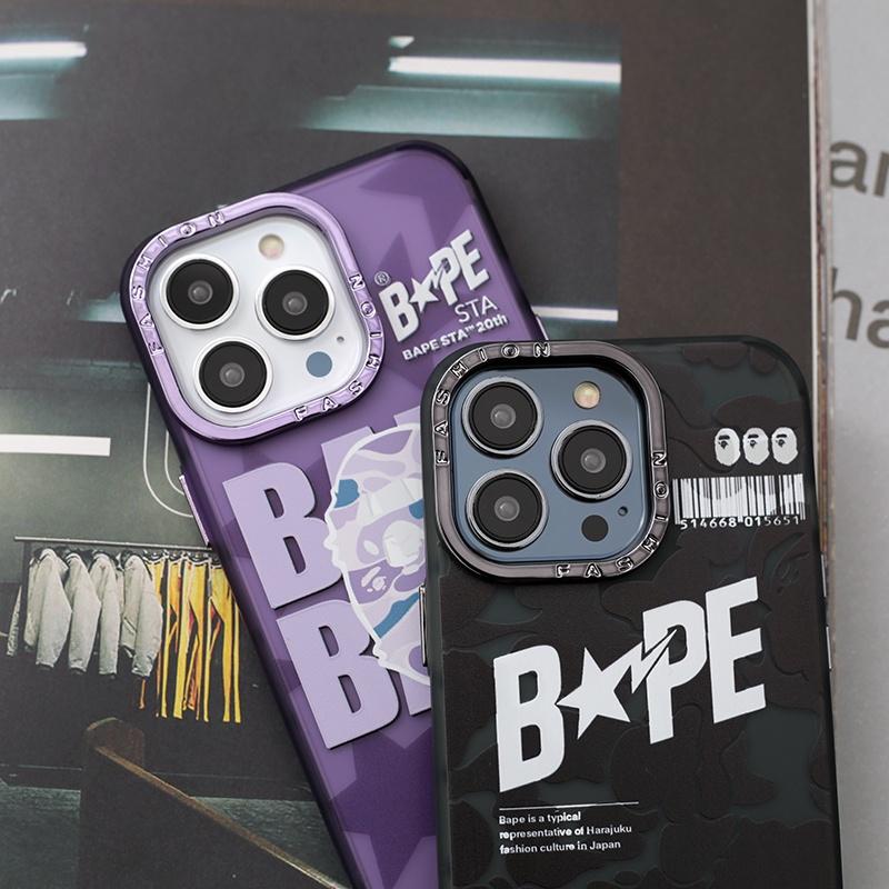 Ốp Lưng BAPE Silicon Cho Iphone 14 Pro Max / 13 Pro Max / 12 Pro Max Bảo Vệ Camera , Chống Bám Vân Tay