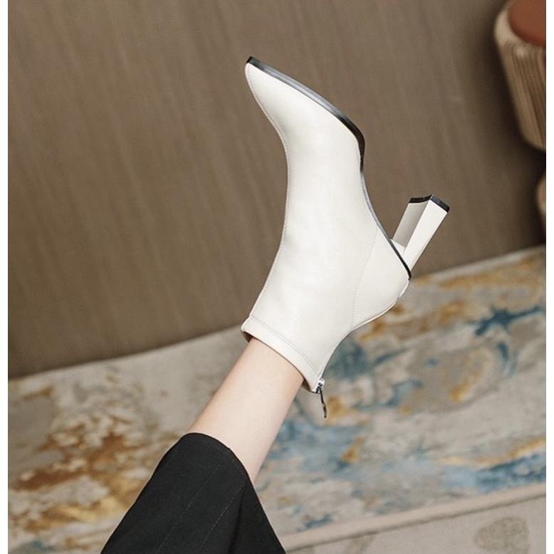 GIÀY BOOTS MŨI NHỌN TEAHOO 6P | MÀU TRẮNG/ĐEN