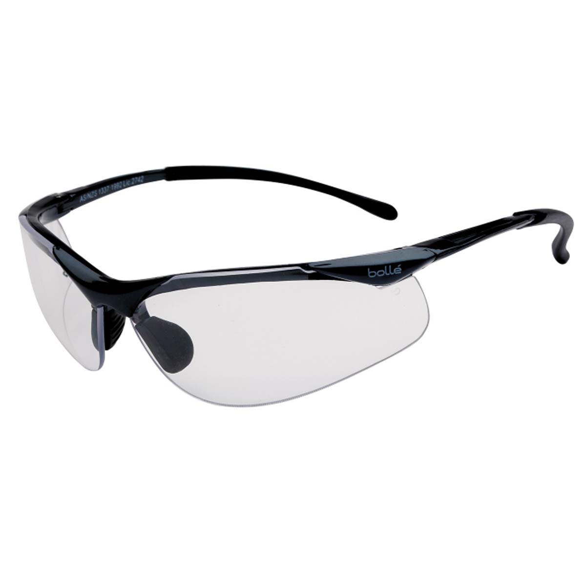 Kính BOLLE 1615501A Sidewinder Safety Glasses Clear Anti-Scratch/Anti-Fog Len (Gọng kim loại, phủ bạch kim), (tặng kèm hộp đựng kính)
