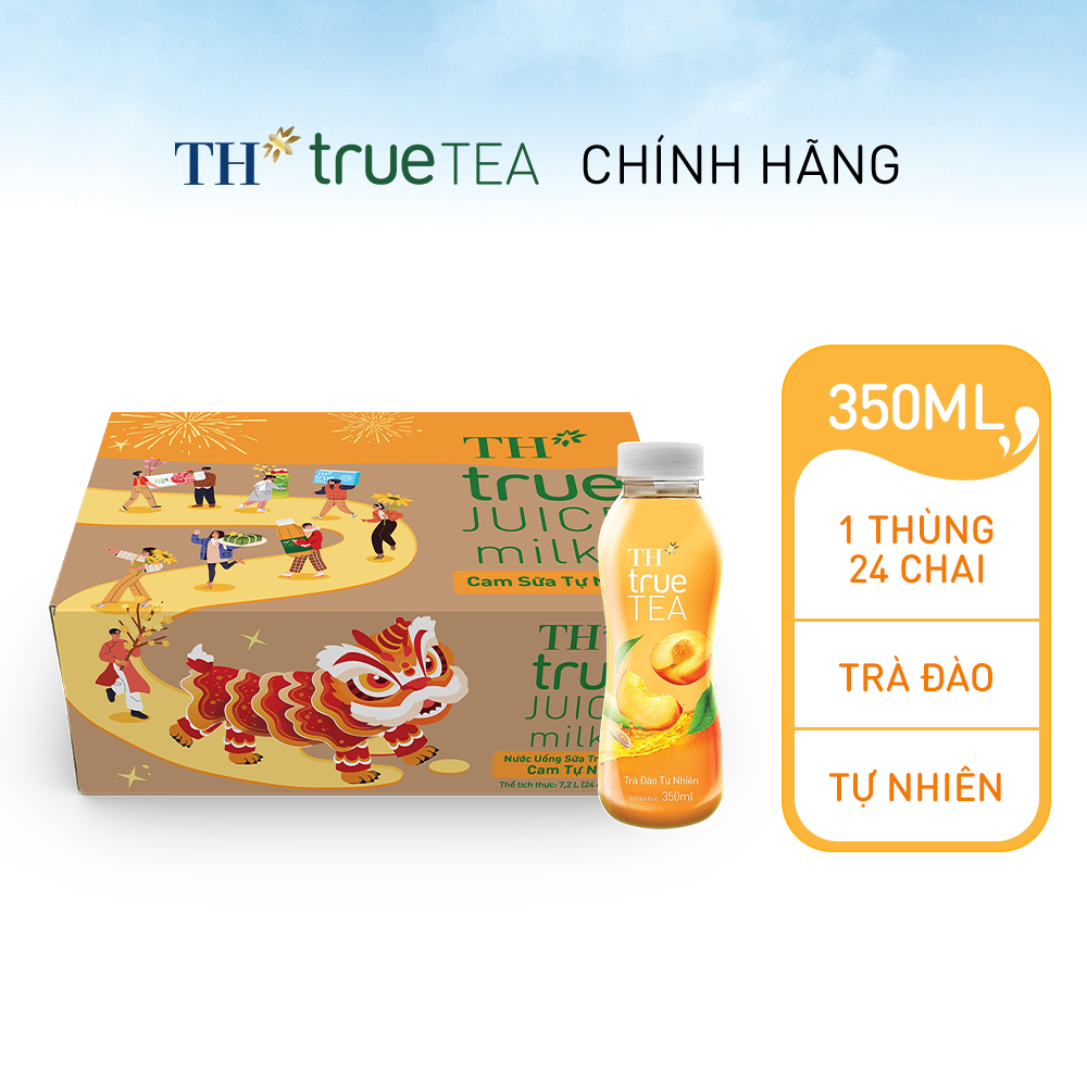 Thùng 24 chai Trà Đào Tự Nhiên TH true TEA 350ml (24 x 350ml)