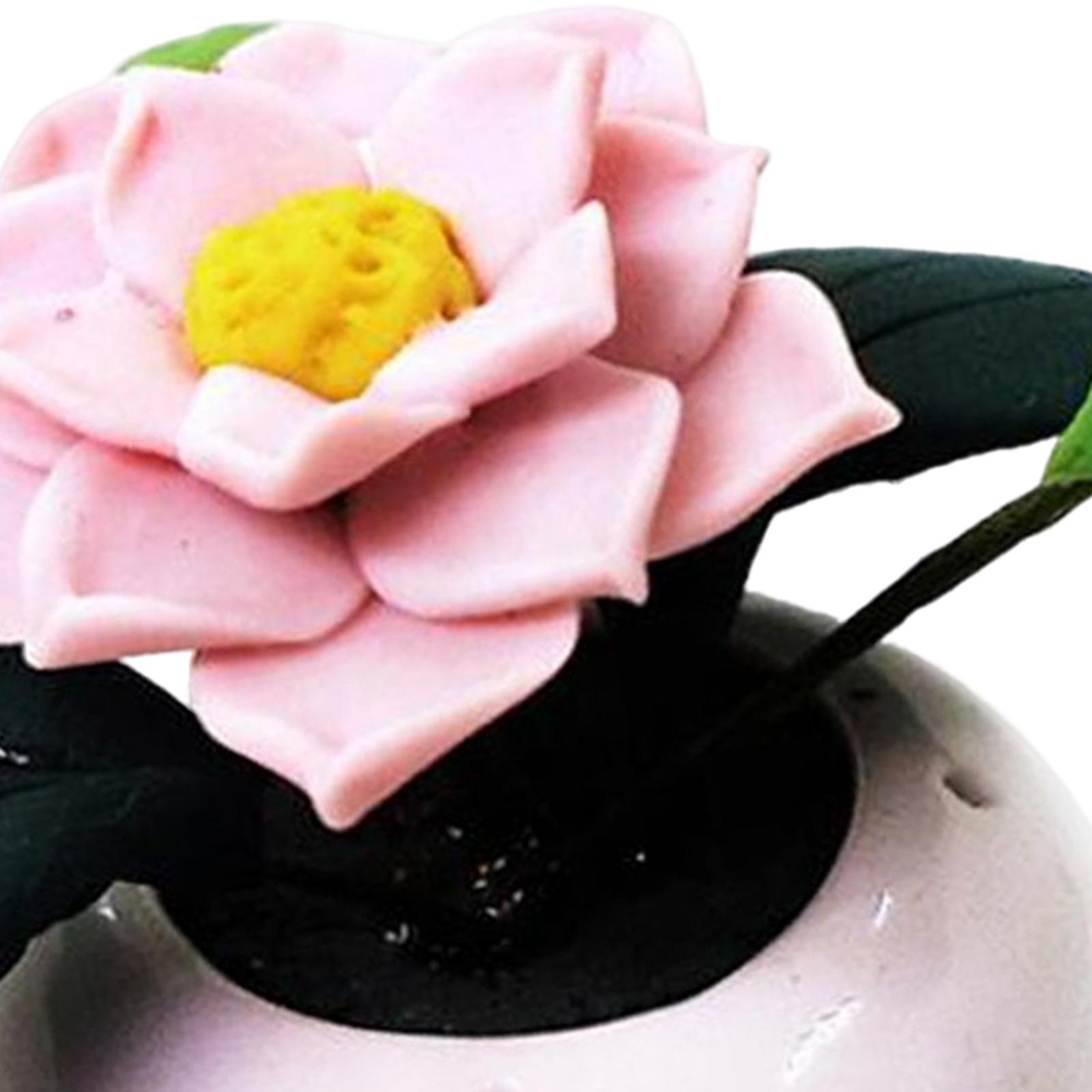 Mini Ceramic Vase Lotus Ornament Micro Landscape Furniture Life Scene 1/12