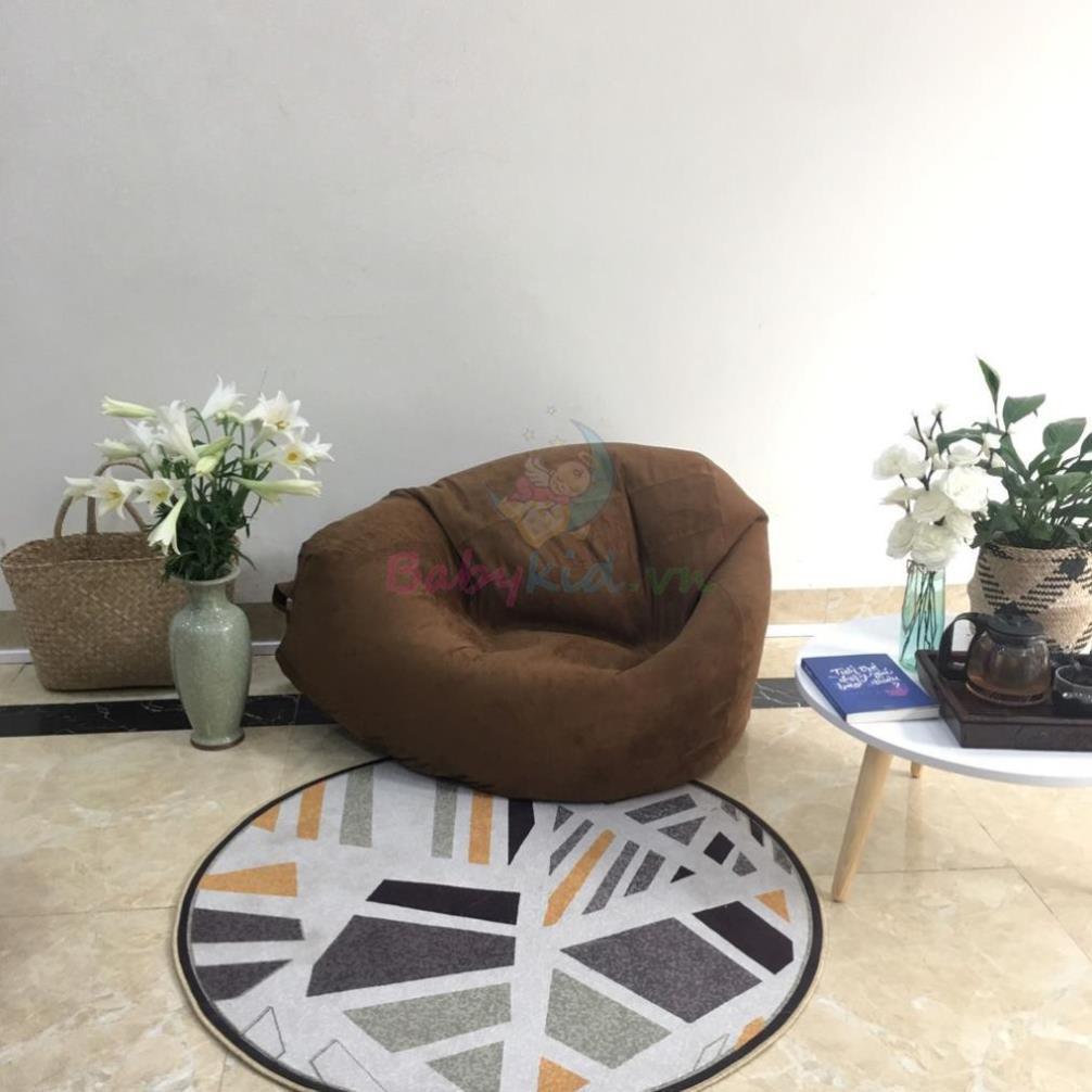 Ghế xốp dáng lê, size M, da lộn nâu đậm, có xốp