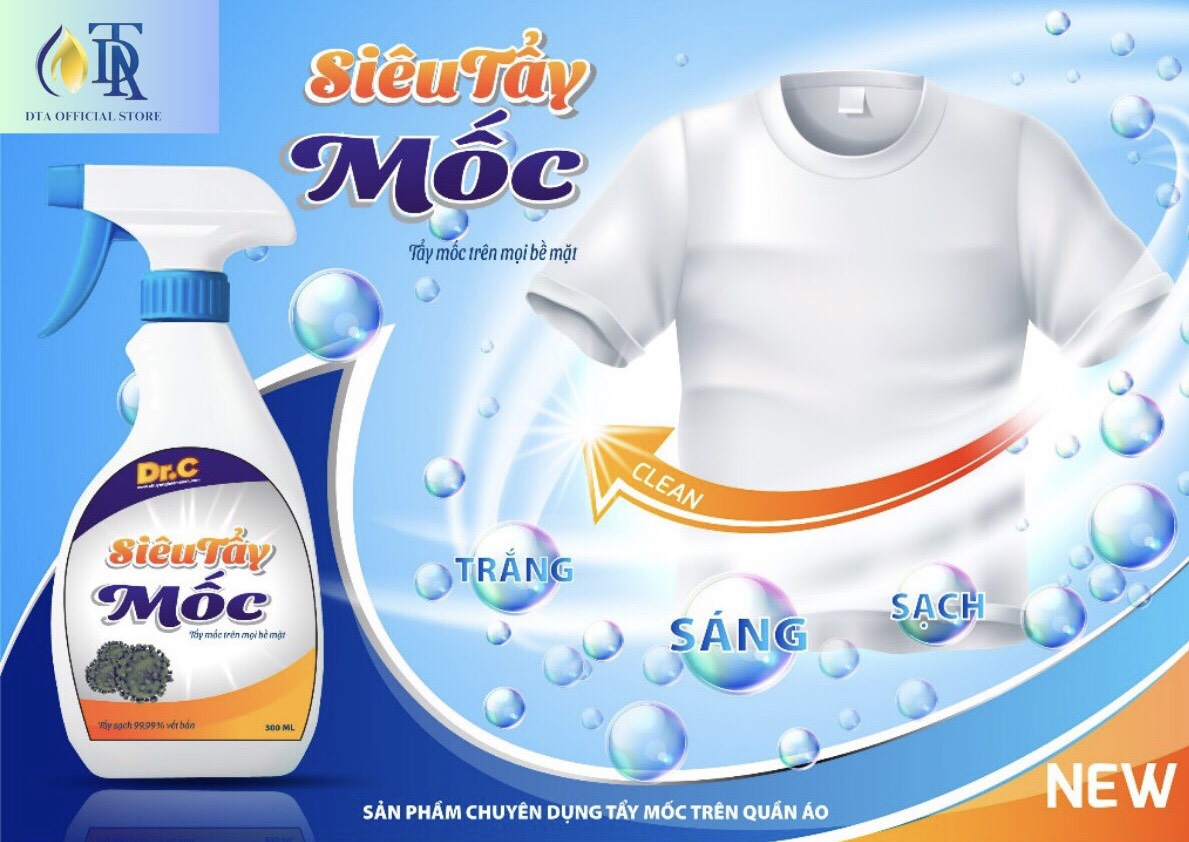 Siêu Tẩy Mốc,Tẩy Mốc Áo Quần,Tường Nhà,Khe Cửa Ố Đen,Gioăng Cao Su Máy Giặt,Chăn,Ga,Nệm Gối Dr.C 300ml