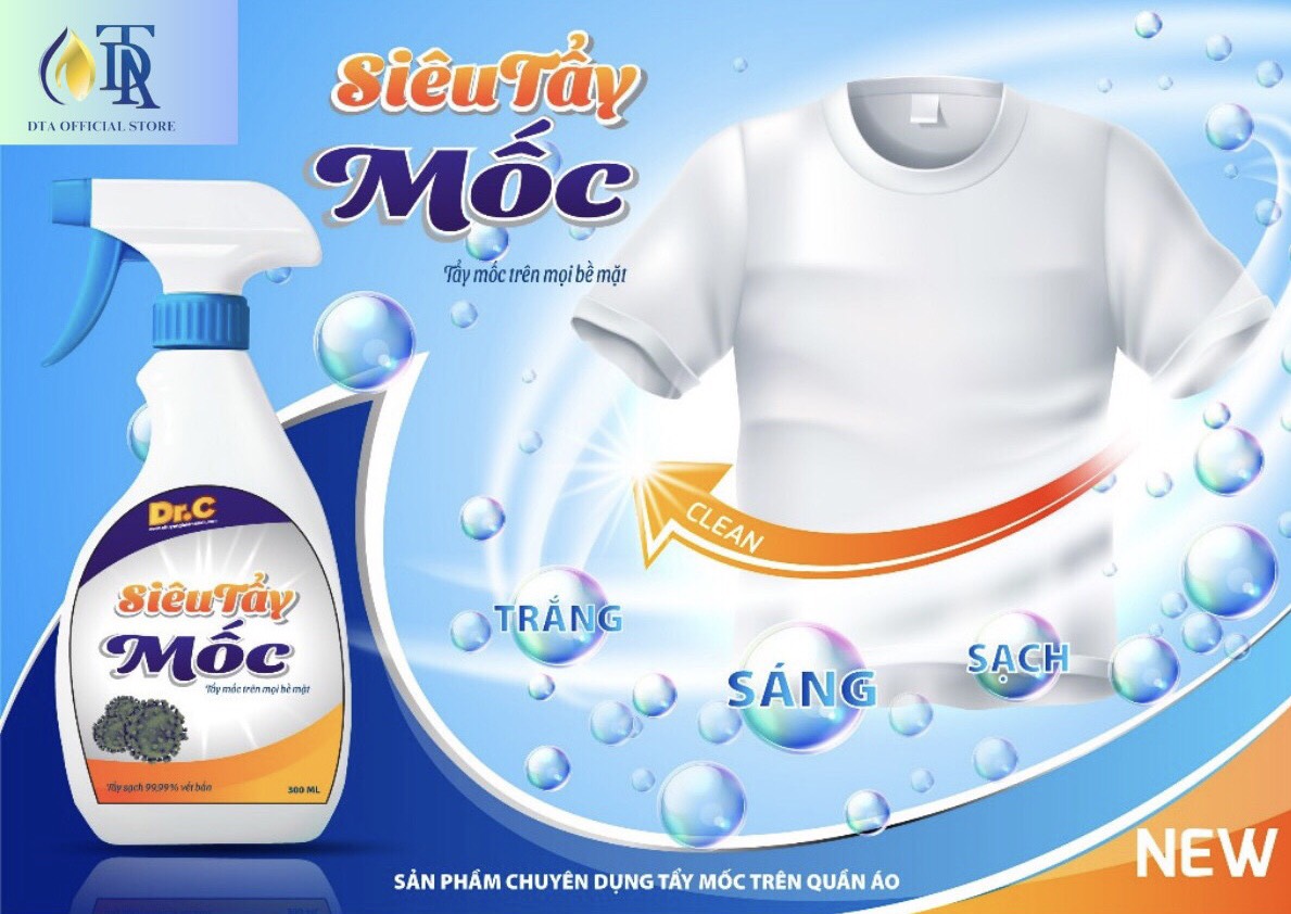 Combo Tẩy Mốc Quần Áo,Tẩy Mốc Tường,Tẩy Mốc Gioăng Cao Su Máy Giặt,Tẩy Mốc Nệm Gối Siêu Sạch,Tẩy Khe Cửa Ố Đen Dr.C 300ml