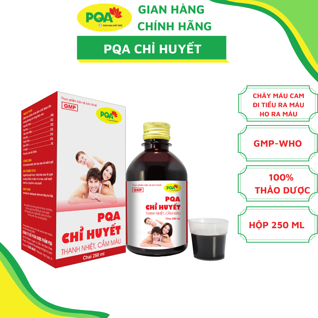 Chỉ Huyết PQA Thành Phần Từ Thiên Nhiên Hỗ Trợ Thanh Nhiệt, Cầm Máu Và Hạn Chế Chảy Máu Cam Hộp 250ml