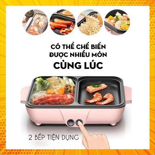 CAO CẤP - Nồi Lẩu Nướng Điện Mini Đa Năng 2in1 Đa Chức Năng