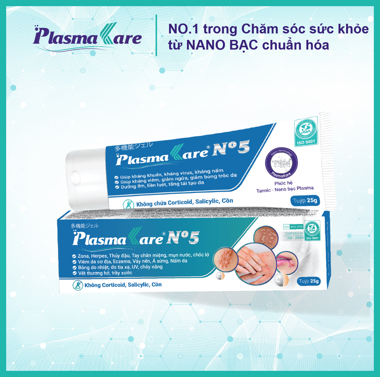 Kem bôi da Nano bạc cho viêm da cơ địa, viêm da tiếp xúc, muỗi và côn trùng đốt Plasmakare No5