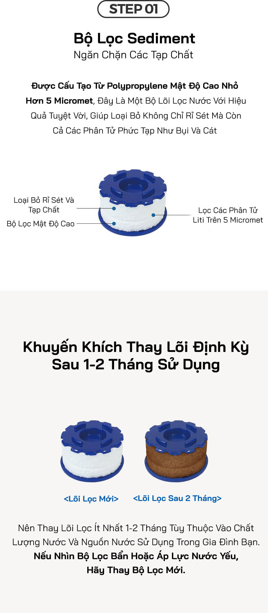 Combo Đầu vòi bồn rửa tay + 6 Thanh lọc nước SF-1000SSB