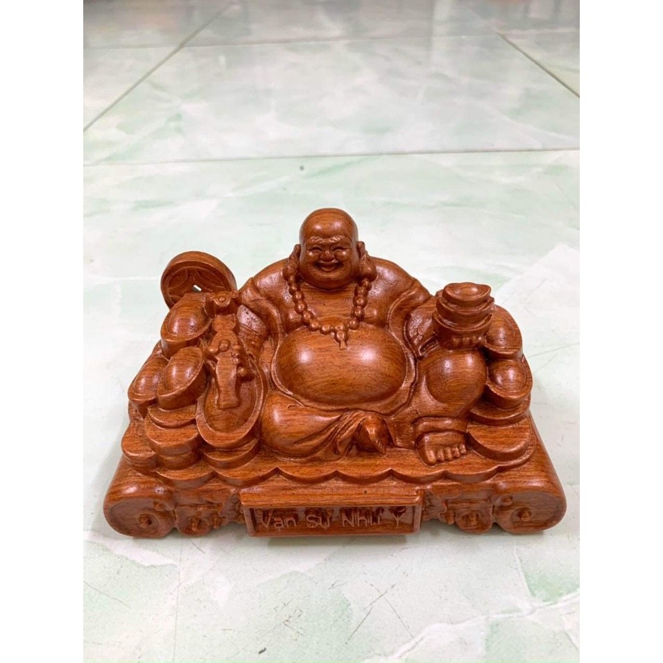 Tượng phật Di Lặc gỗ hương mini ngang 15cm