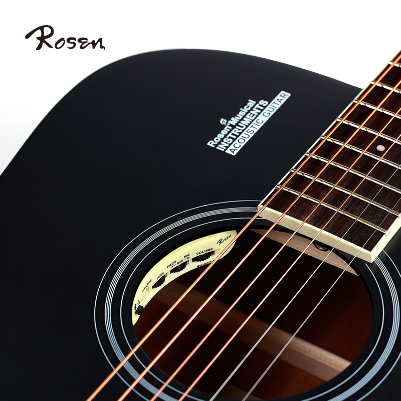 Đàn Guitar Acoustic Rosen G11 Màu Đen Dáng D (Size 41) Phân Phối Chính Hãng - Kèm móng gảy DreamMaker