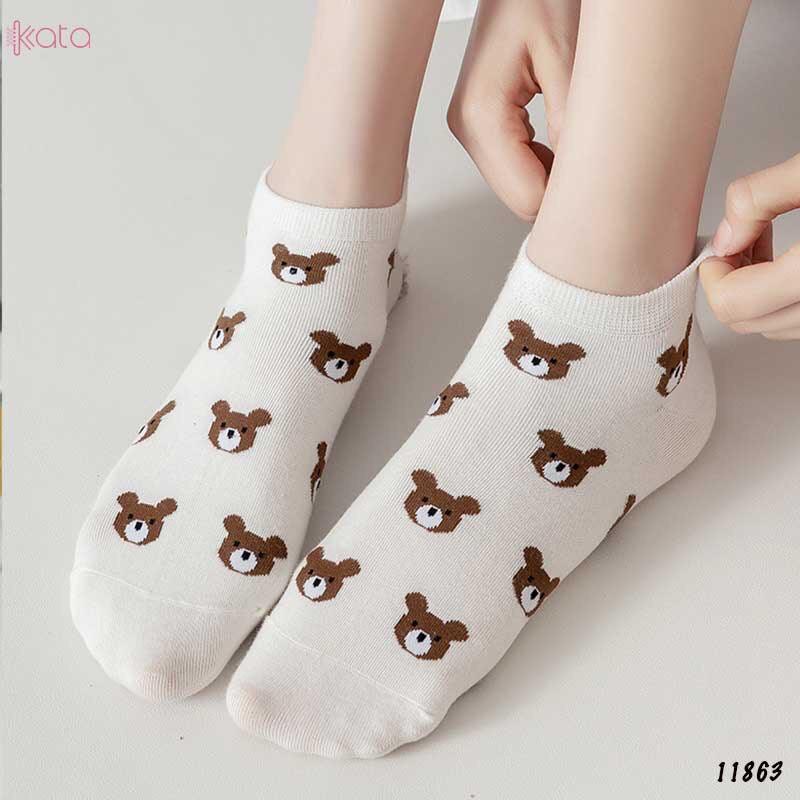 10 đôi Tất vớ nữ cổ ngắn họa tiết cute phong cách Hàn Quốc kèm túi rút